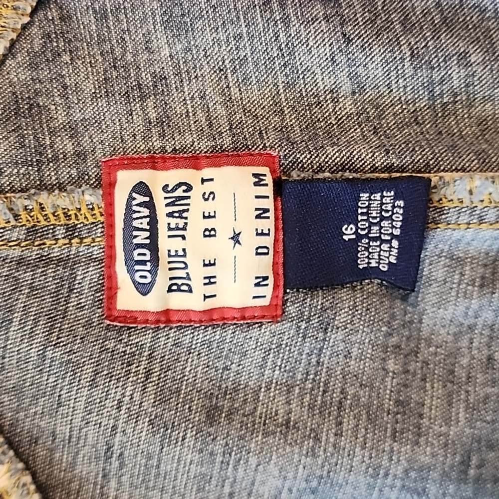 Old Navy Classic Blue Denim Flare Overalls, Size 16 - Picture 9 of 10